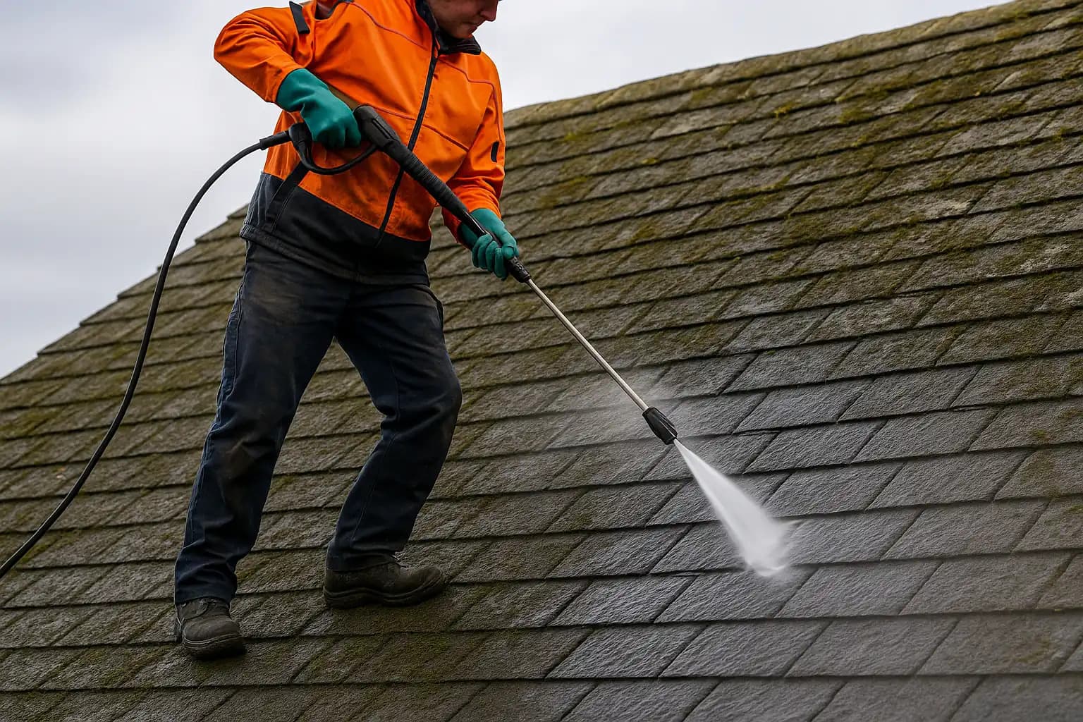 Chantier nettoyage toiture, démoussage - Brest et environs